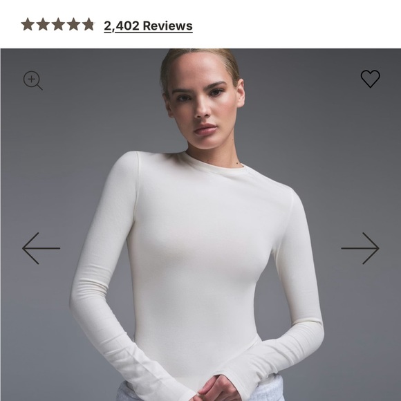 Skims COTTON JERSEY LONG SLEEVE T-SHIRT | BONE - BONE / M x 1 - Picture 8 of 12